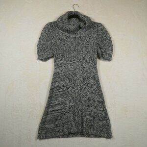 Sweater Project Black & White Sweater Dress Size M Funnel Cowl Neck Art School Y